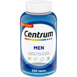 Centrum Multivitamínico para hombres, suplemento multivitamínico/multimineral con vitamina D3, vitaminas B y antioxidantes, sin gluten, ingredientes sin OMG, 250 unidades