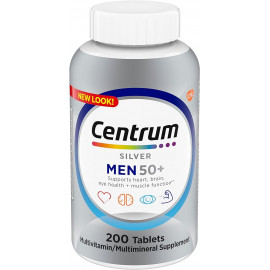 Centrum Silver Men's 50+ Multivitamínico con vitamina D3, vitaminas B, zinc para memoria y cognición, 200 tabletas