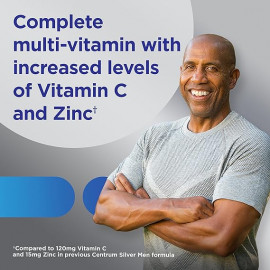 Centrum Silver Men's 50+ Multivitamínico con vitamina D3, vitaminas B, zinc para memoria y cognición, 200 tabletas