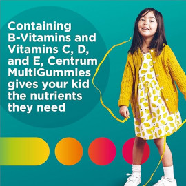 Centrum 110 Gomitas multivitamínicas para niños, sabor a ponche tropical hechas con sabores naturales