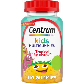 Centrum 110 Gomitas multivitamínicas para niños, sabor a ponche tropical hechas con sabores naturales