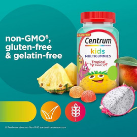 Centrum 150 Gomitas multivitamínicas para niños, sabor a ponche tropical hechas con sabores naturales