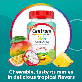 Centrum 150 Gomitas multivitamínicas para niños, sabor a ponche tropical hechas con sabores naturales