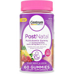 Centrum Gomitas multivitamínicas posnatales con biotina y DHA, sabores mixtos de bayas y limón, 60 unidades, suministro para 30 días