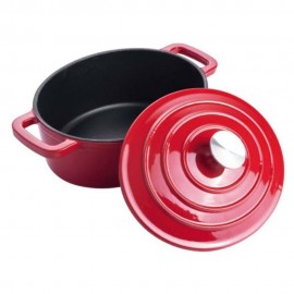 Olla Ovalada 28cm Roja Con Tapa Hierro F