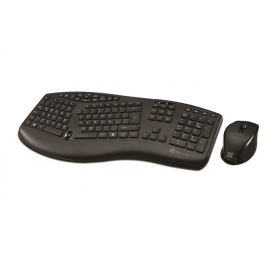 Klip Xtreme - Keyboard and mouse set - Spanish - Wireless - 2.4 GHz / USB - Black - Ergonomic - Scroll