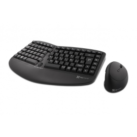 Klip Xtreme - Keyboard and mouse set - Spanish - Wireless - 2.4 GHz / USB - Black - Ergonomic-Compact