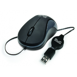 Klip Xtreme - Mouse - Wired - USB - Black - retractable-1000dpi