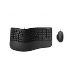 Microsoft - Keyboard and mouse set - Spanish - Wired - USB - Black - Ergonomic