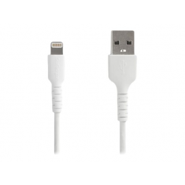 StarTech.com Cable Resistente USB-A a Lightning de 2 m Blanco - Cable USB Tipo A a Lightning con Fibra de Aramida - MFi (RUSBCLTMM2M) - Cable Lightning - USB macho recto a Lightning macho recto - 2 m - doble blindado - blanco - para Apple iPad/iPhone/iPo