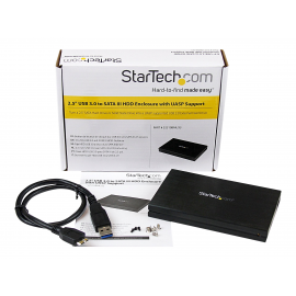 StarTech.com Caja Carcasa de Aluminio USB 3.0 de Disco Duro HDD SATA 3 III 6Gbps de 2,5 Pulgadas Externo con UASP - Caja de almacenamiento - 2.5